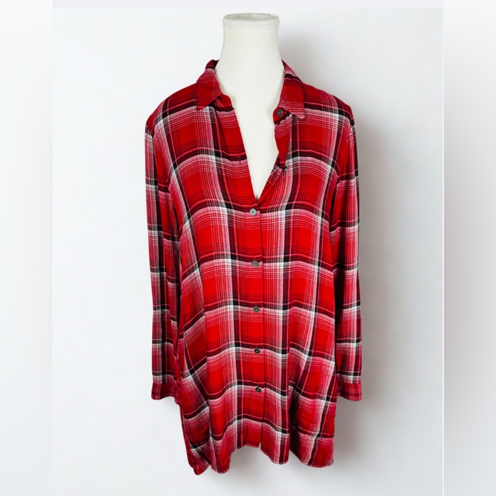 J. Jill Vibrant Red Plaid Shirt Dress Size S